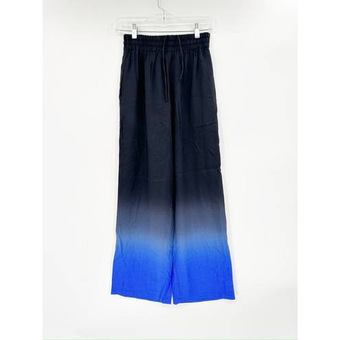 The Row  Avant Ombre Black Blue Relaxed Silk Shantung Pants Size XS