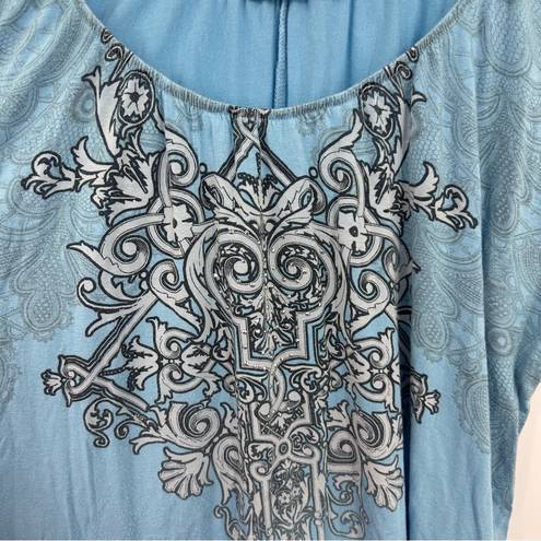 Vanilla Star Jeans Vanilla Star Vintage Y2K Blue Embellished Short Sleeve Shirt Size XL