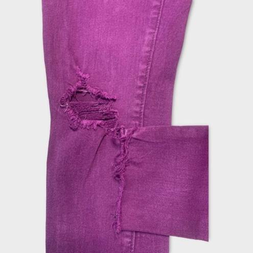 Harper Plum Purple Distressed Knee Raw Hem Skinny Jeans Womens Size 27