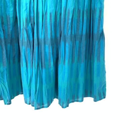 Coldwater Creek  Women's Size Large Pull On Broomstick Maxi Skirt Ikat Blue