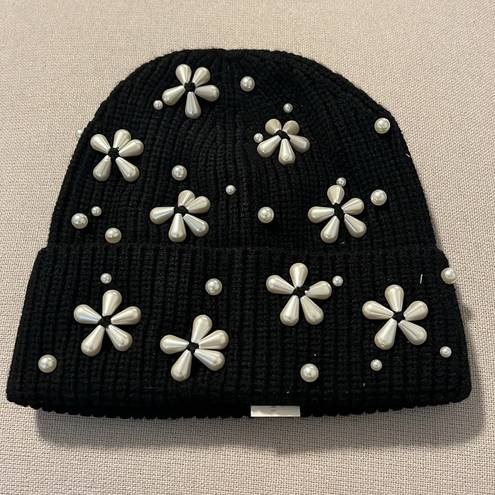 Lele Sadoughi  Pearl Snowflake Knit Beanie, Black New w/Tag & DustBag Retail $175