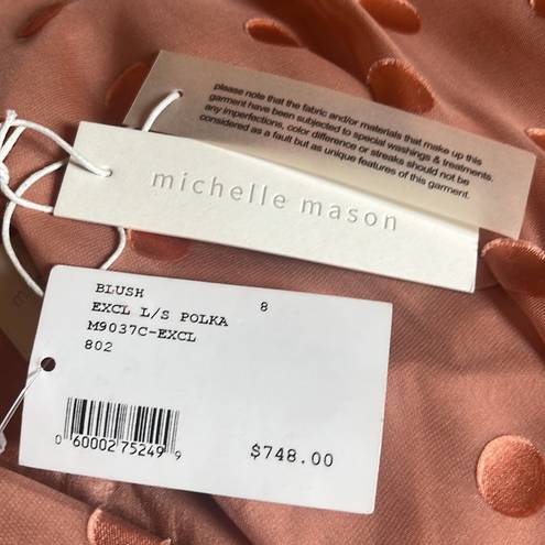 Michelle Mason NWT  Intermix Polka Dot Mini Dress, Blush Pink, size 8,