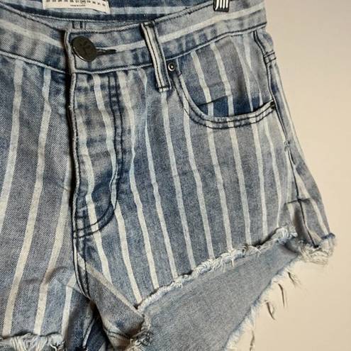 One Teaspoon One X Teaspoon striped denim cut off shorts