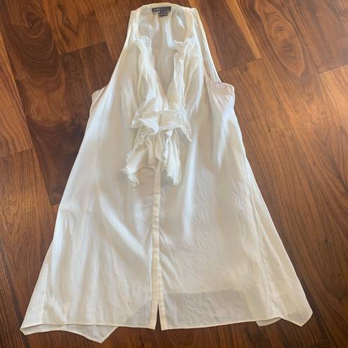 Vince cream silk ruffled tunic