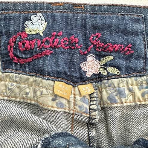 Candie's  Distressed Light Wash Y2K Denim Jean Mini Skirt Size 13 Junior