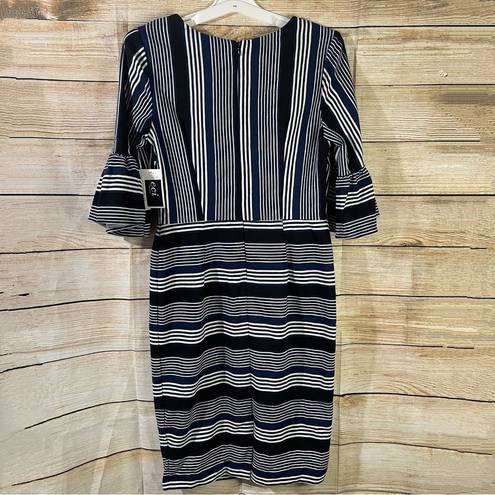 ECI striped v-neck bell sleeves dress women’s Size 6