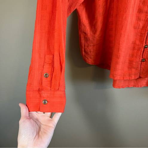 Pilcro  Anthropologie Orange Long Sleeve Button Down Top Large