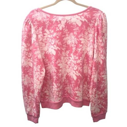 Rachel Parcell  Pink Quill Rose Brocade Sweatshirt Medium NWT