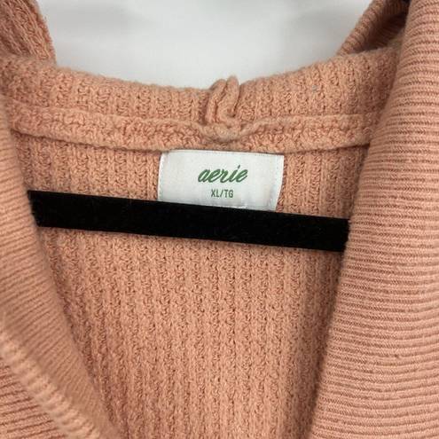 Aerie  Orange Oversized V-Neck Hooded Pullover Sweater Size XL