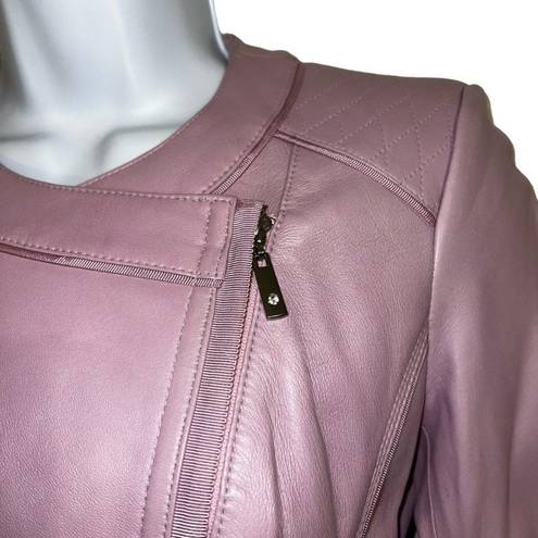 White House | Black Market  Light Lilac Leather Moto Jacket NWOT Size XXS