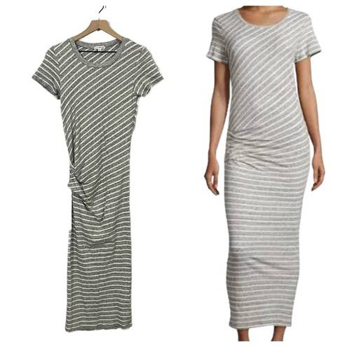 James Perse  Striped Tucked Maxi Dress - Gray/White - 1 (Small)