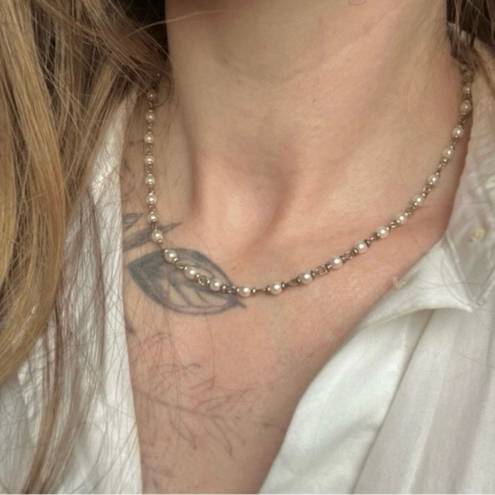 American Vintage Vintage “Marta” Seed Pearl Silver Chain Necklace Elegant Classic Minimal