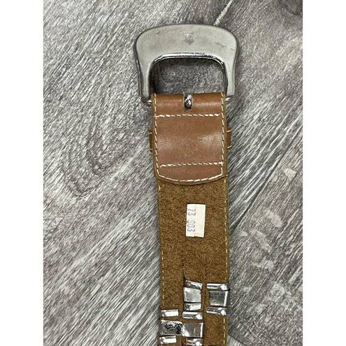 Vintage Western Leather Belt With Metal Detailing Size 34 Inches