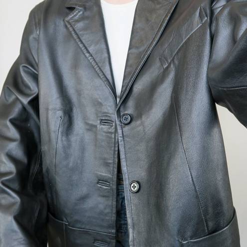 Style & Co Vintage 90s  Black Leather Blazer Jacket