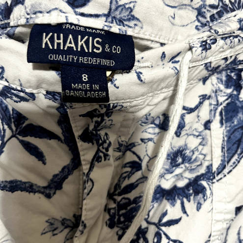 Krass&co Khakis &  Women's Convertible Capri Pants chinos sz 8 blue white floral