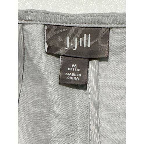 J.Jill  Tank Dress Pleated Sleeveless Scoop Neck Side Zip Linen Gray Medium