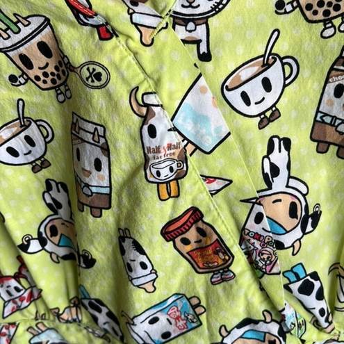 Tokidoki  YELLOW KAWAII Medical Scrub BOBA MILK SIZE MED KOI GUC #6965