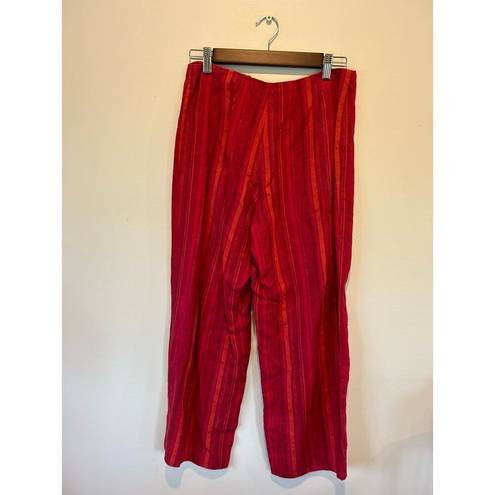 Krass&co  Ellen Tracy womens red striped linen pants size 4