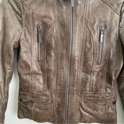 Bernardo  Brown Genuine Leather Moto Jacket PS