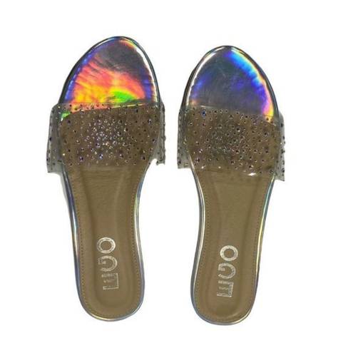 EGO  Slip-On Rhinestone Sandals in Iridescent