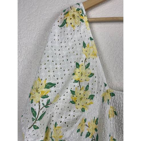 Draper James  Womens Dress Size 2X White Yellow Floral Boho Garden Party Girly