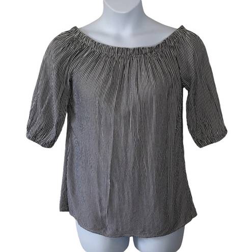 Beach Lunch Lounge Grey Off Shoulder Striped Blouse size medium