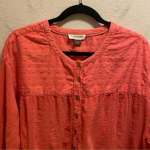 Pilcro  By Anthropologie Coral Mila Draped Button Down Blouse Size L