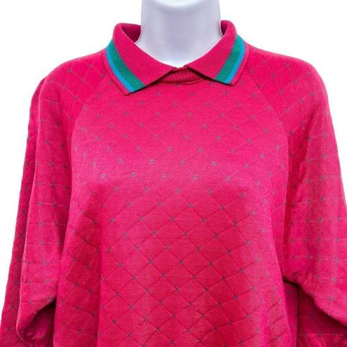 Polo Vintage 80's 90's Argyle Quilted Layered  Collar Sweatshirt Pullover Retro