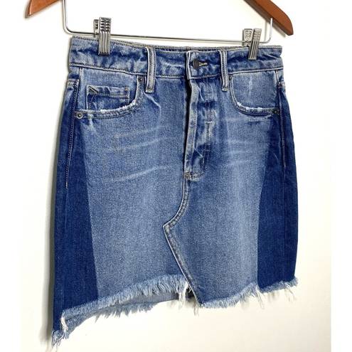 Hidden Jeans NWT  Payton Color Block Blue Denim Mini Skirt Sz S