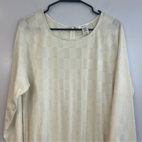 Esley NWT  Cream and Black Faux Leather Long Sleeve Sweater Dress Size Large