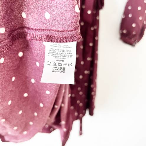 Loft Maroon Polka Dot Wrap Dress