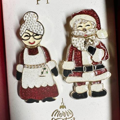 ma*rs Santa and  Claus Holiday Festive Christmas Earrings