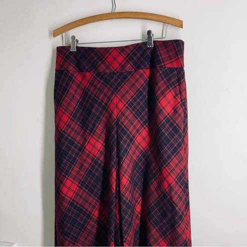 Talbots  Wool Midi Skirt Plaid 90s Red Black size 8