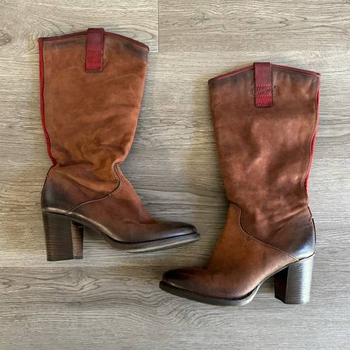 Krass&co YKX &  Brown Leather Heeled Boots Boho Western size 38 / 7-7.5 RARE