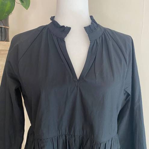 J.Crew  Cotton Poplin Black Tiered Womens Size XS Bohemian Knee Length