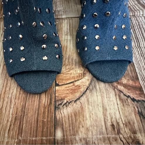 Jessica Simpson Elara Denim Open Toed Studded Booties