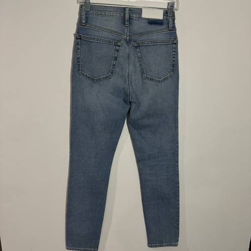 RE/DONE ReDone Originals 90s High Rise Ankle Crop in Hazey Indigo Button Fly Size 24