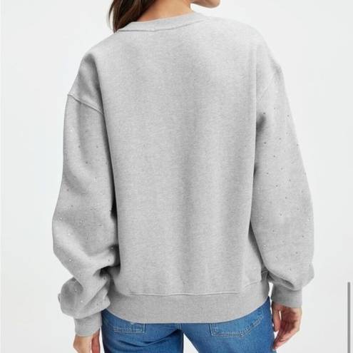 Good American  Leo Jeweled Sweatshirt Grey