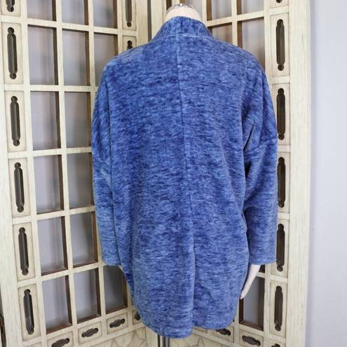 Natori  Blue Soft Fuzzy Comfy Fleece Cardigan Sweater [size Large] EUC