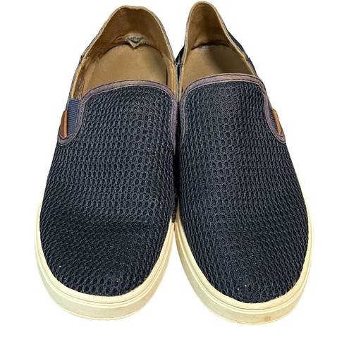 Olukai  Pehuea Shoes Womens Size 8.5 Navy Blue Mesh Drop In Heel Classic Slip On