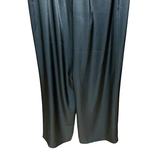 St. John  Caviar Black Silky Wide-Leg Trouser Pants Size 4