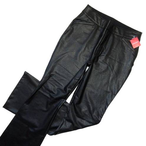 Spanx NWT  20457R Leather-Like Flare in Black Faux Pull-on Pants XL x 33