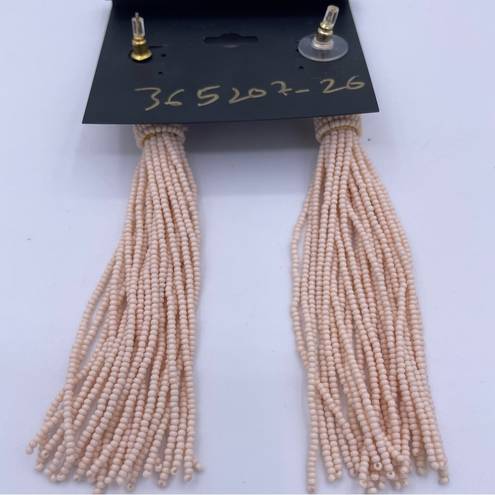 Pink Blush nOir seed beaded tassel long  earrings- New