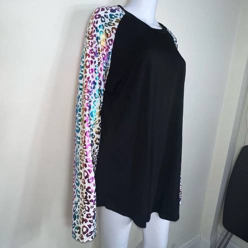 Acting Pro  Rainbow Metallic Leopard Raglan Sleeve Shirt