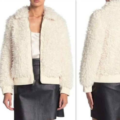 BCBGeneration  Zip Front Faux Fur Jacket in Cream