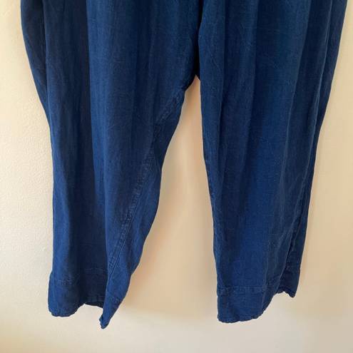 Pilcro Anthropologie Linen Cotton Drapey Pull On Harem Pants Dark Navy Blue