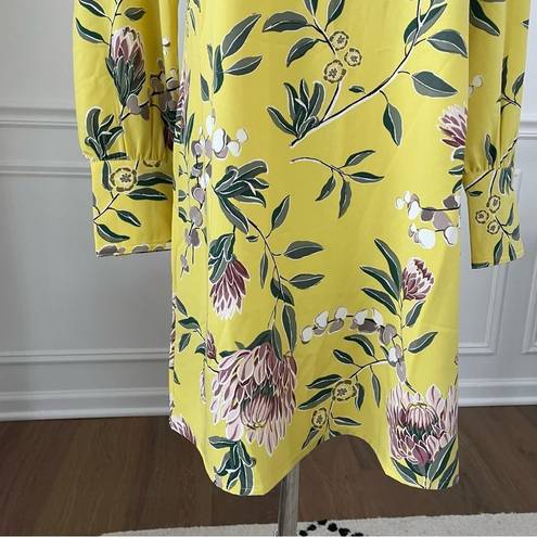 Loft  Yellow Floral Long Sleeve Shift Dress 4