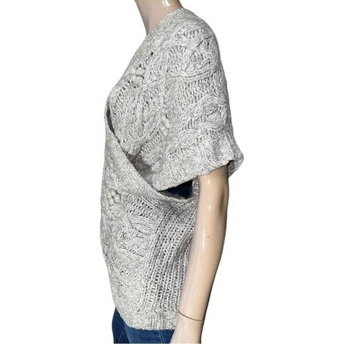 Anthropologie Sleeping on Snow  Women’s Size M L Heather Gray Chunky Wrap Sweater