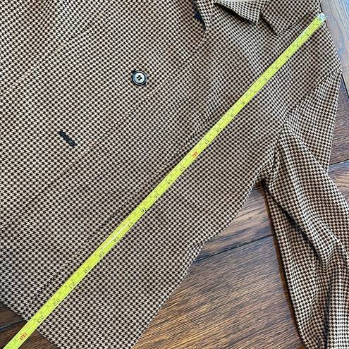 Houndstooth Casual Corner Vintage Jacket Blazer Shacket Petite 8 brown tan  plaid