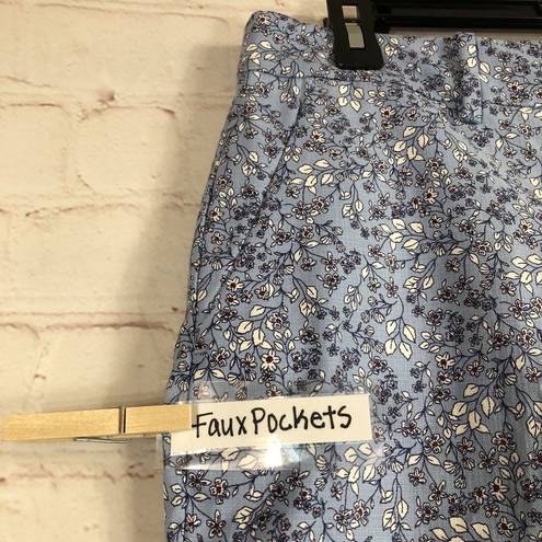 The Loft  Womens Pants Sz 8 The Riviera Slim Blue Floral Crop Cropped Ankle Mid Rise